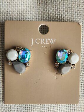 NWT J.Crew Rhinestone Cluster Earrings
